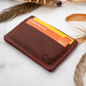Los mejores regalos de Navidad, billetera para tarjetas de crédito de aniversario, billetera delgada para tarjetas con iniciales personalizadas, billetera de diseño minimalista y delgado unisex.