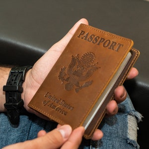 El mejor regalo de Navidad, funda de cuero personalizada para pasaporte, funda de cuero para pasaporte, billetera para pasaporte, regalo de viaje, regalo de pasión por los viajes para pareja