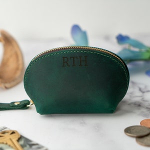 Christmas Personalized Leather Pouch, Small Earphone Case, Mother's Day Gifts, Custom Coin Pouch, Monogram Pouches, Leather Rosary Pouch