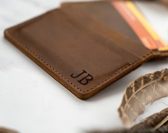 Best Christmas Gifts, Christmas Gifts, Minimalist Leather Card holder, Mens wallet, Anniversary Gifts, Custom Card Holder, Best Dad Gift