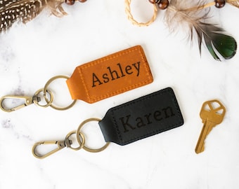 Christmas gift for Couples Personalized Leather Keychain. Custom Leather Keychain. Wedding Gift, Monogrammed Leather Key fob Handmade in USA