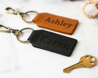 Personalized Leather Keychain, Custom Leather Keychain, Key ring personalized made of leather with many different motifs as engraving.