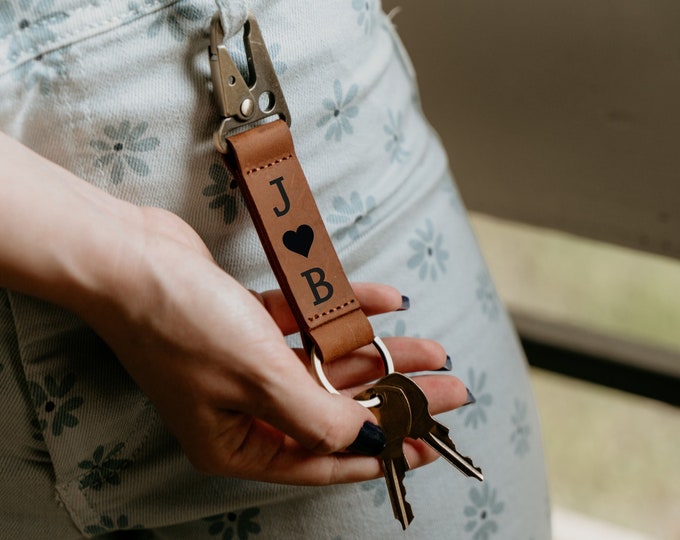 Personalized Leather Keychain, Customized Monogrammed Keychain, Coordinates key chain, Leather Key fob, Custom Leather Key chain gift.