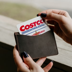 Los mejores regalos navideños de cuero genuino, billetera pequeña y linda personalizada, billetera delgada de cuero, billetera unisex, billetera de cuero desgastado