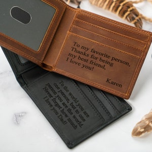 Regalo de Navidad para él, billetera personalizada, billetera para hombre, billetera grabada, billetera personalizada, billetera de cuero, regalo para novio para hombre, regalo para papá