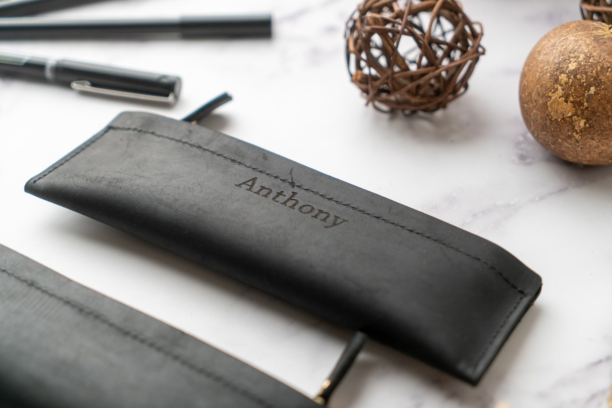 Custom Leather Pencil Case, Personalized Pencil Organizer, Genuine ...