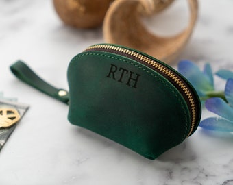 Personalized Coin Pouch, Custom Leather Coin Purse, Coin
