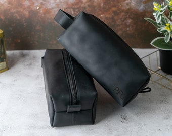 Personalized Leather Dopp Kit, Monogram Toiletry Bag, Christmas Gift