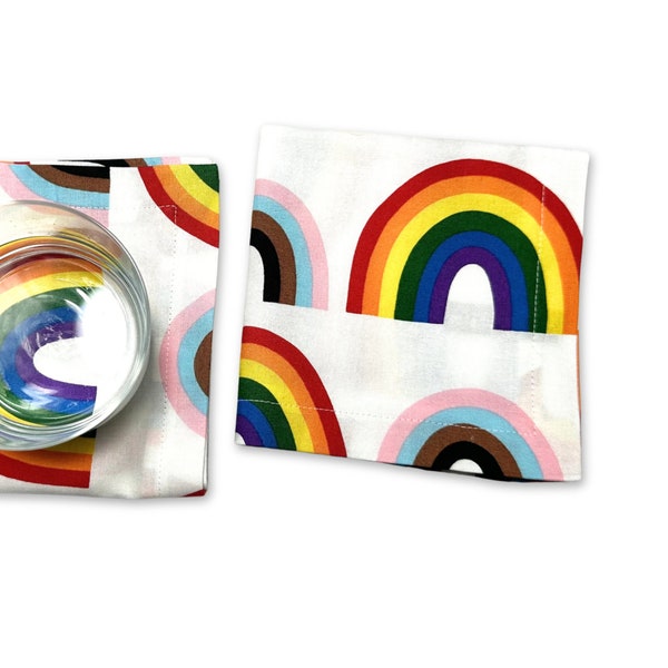 10" Cocktail Pride Rainbow Colorful Napkins Alexander Henry Cloth Designer Love Print Luxury Sustainable Kitchen Beverage Linens Gay Gift