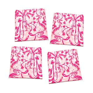 10&quot; felroze palmbomen stoffen cocktail servetten pasen keukendecoratie kleine servetten duurzaam luxe linnengoed palmstrandstijl pbq