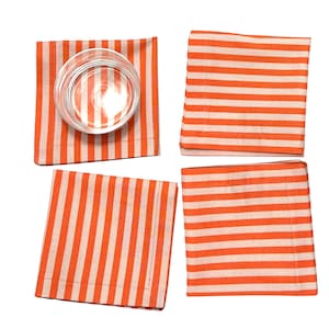 10 "Gewehr Paper Co Cocktail Orange Cabana Streifen Kleine Servietten Palm Royale Federn Strandtuch Getränke Picknick Tischwäsche
