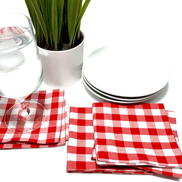 Red Gingham Napkins Etsy