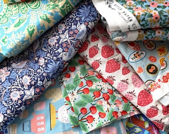 1/2 lb Mixed Scraps Various colors & prints - Quilting Cotton by the half pound in various sizes, Morris, Rifle Paper, Liberty