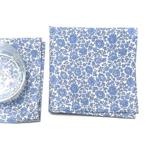 10" Liberty Blue Floral Cloth Cocktail Napkins Vintage Print Small Napkins D’Anjo | Luxury Linens Gift Sophisticated Gift Idea jclq