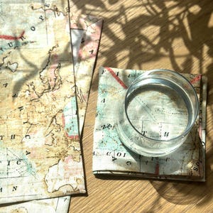 10” Cocktail Old Map Cloth Cocktail Napkins History and Travel Lover Gift Table Linens Party Decor Cartography Cocktail Gift Beverage