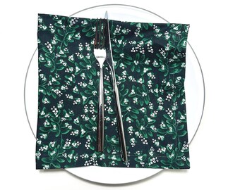 15" 18" Rifle Paper Co. Mistelduk Lunch Middag Servetter Grön Bomull Jul Semester Vinter NYE Lyxiga Bordslinne rpcq xwq