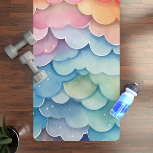 Colorful Cloud Yoga Mat, Summer Aesthetic, Cloudy Yoga mat, Gifts for yoga lovers, Yogi life, Dreamy Pilates Mat, Meditation Mat, Home Gym