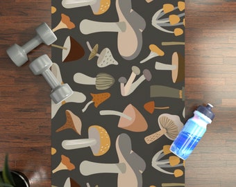 Mushroom Yoga Mat, Toadstool Pilates Mat, mid century modern mushroom mat, mushroom home exercise equipment, gifts for yogi's, fitness mat