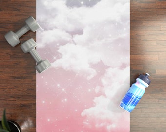 Pink Cloud Yoga Mat, Cute Pilates Mat, Exercise mat, Gifts for women, Pink and blue work out mat, aesthetic summer, non slip meditation mat