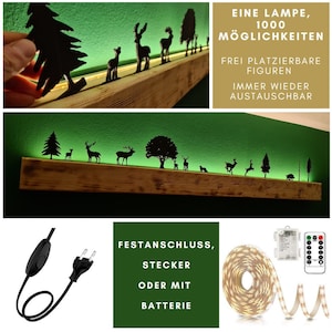 Applique avec éclairage LED - lumière indirecte et librement équipable avec différentes figures - forêt, Afrique, Noël, ferme, ...