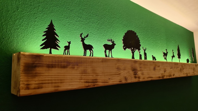 Wandlampe mit LED Beleuchtung Indirekte frei bestückbare Leuchte mit verschiedenen Figuren Wald, Afrika, Weihnachten, Bauernhof, ... Bild 3