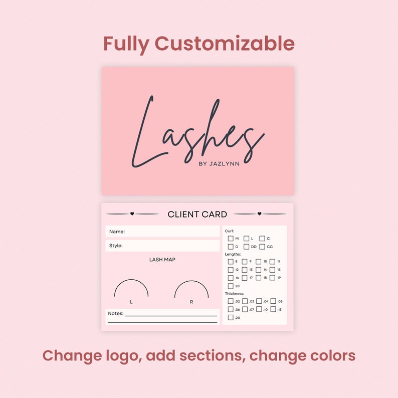 Eyelash Extension Client Card Lash Map Professional DIY Template for ...