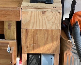 Drill Press Stand with Drawer Storage.