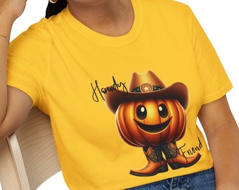 Howdy Friend Pumpkin Western Shirt, Country Howdy T-Shirt, Cute Fall Shirt for Her, T Shirt for Him, Thanksgiving Gift, Autumn Pumpkin Tee
