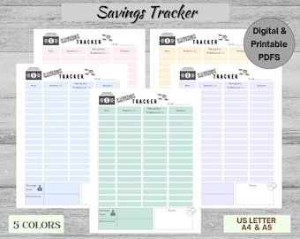 Savings Tracker, Savings Challenge, Money Savings, Digital Savings Tracker, Savings Template, Savings Log Printable, Planner, Savings Goal