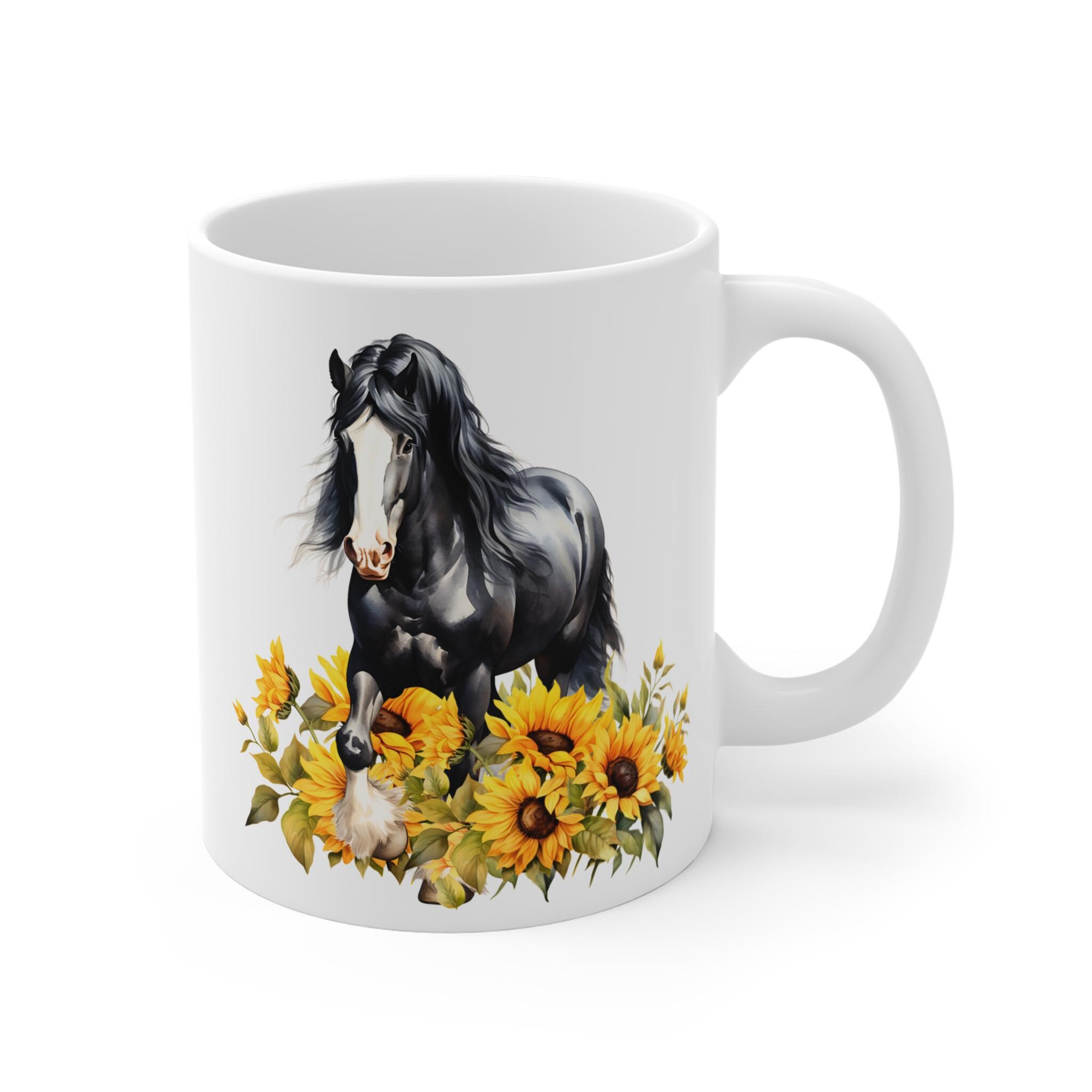 Watercolor Horse and Sunflowers Mug, Horse Lovers Gift, Tea Coffee Cup ...