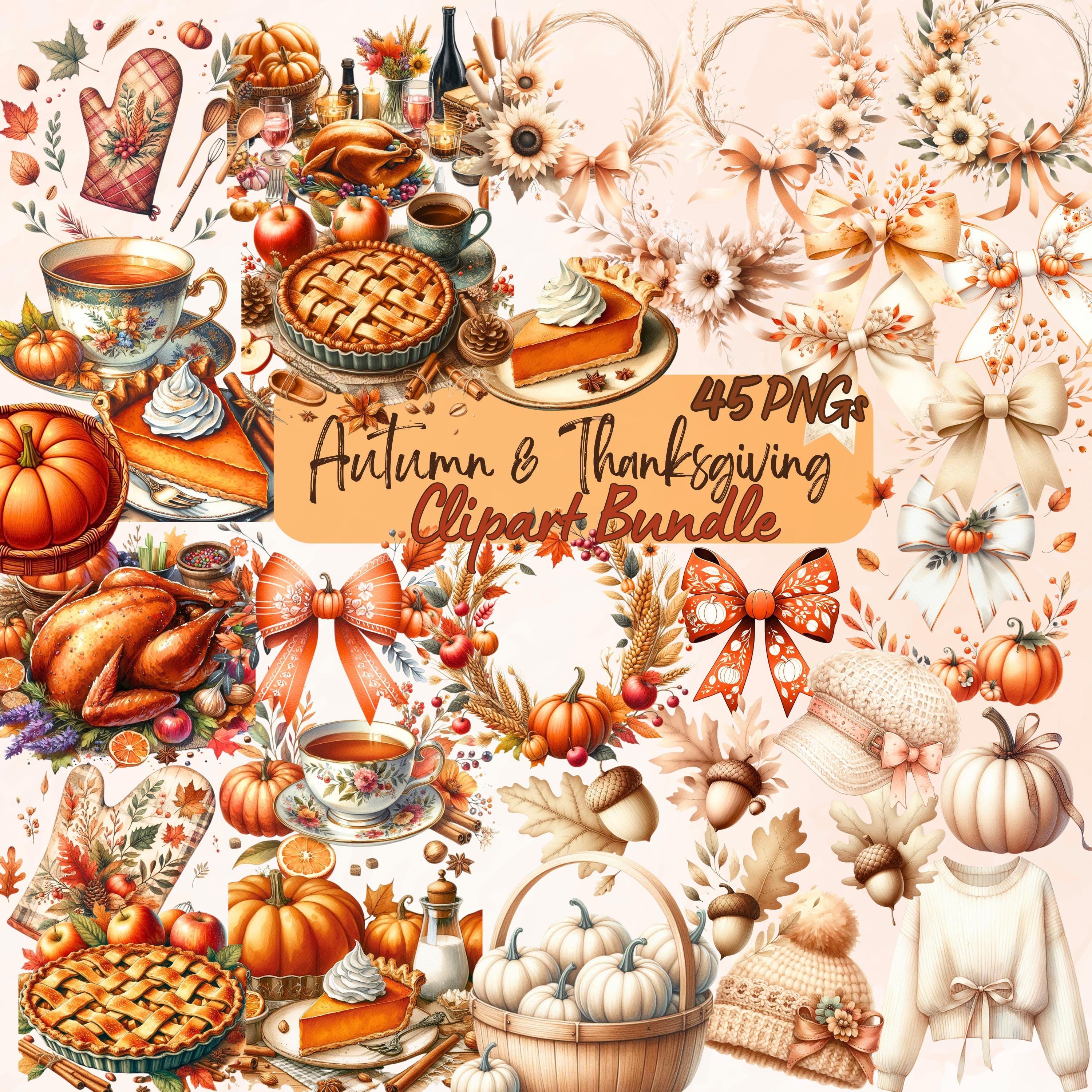 Autumn and Thanksgiving Clipart Png Bundle, Fall Vibes Png, Fall ...