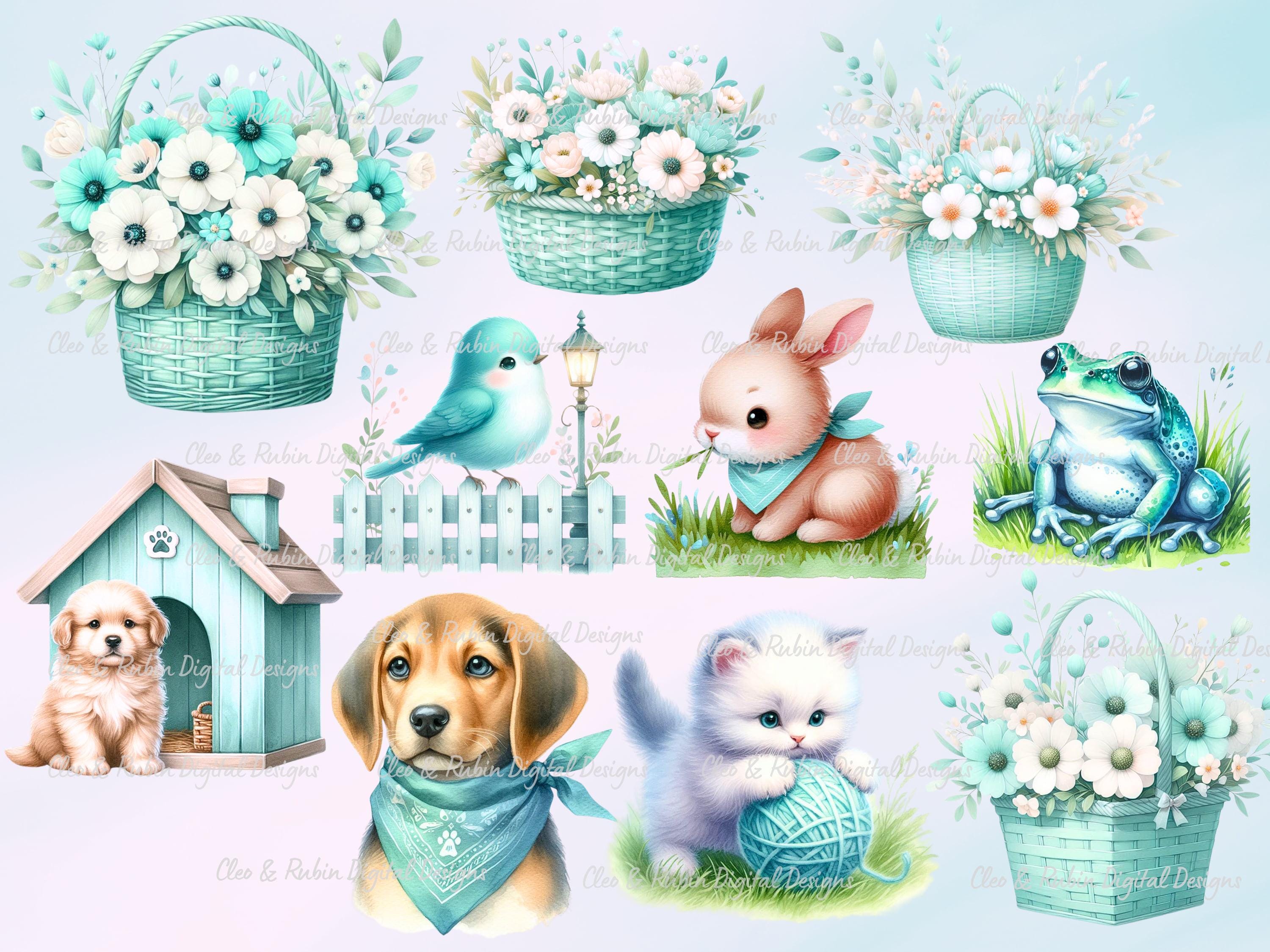 Watercolor Spring Summer Clipart, Cute Easter Clipart PNG, Springtime ...