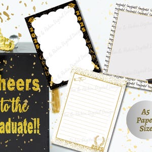 Carta da lettere e bordi per la laurea 2025 A5, carta intestata per laureati stampabile, scrapbooking, annuncio, invito per l'evento di laurea 2025