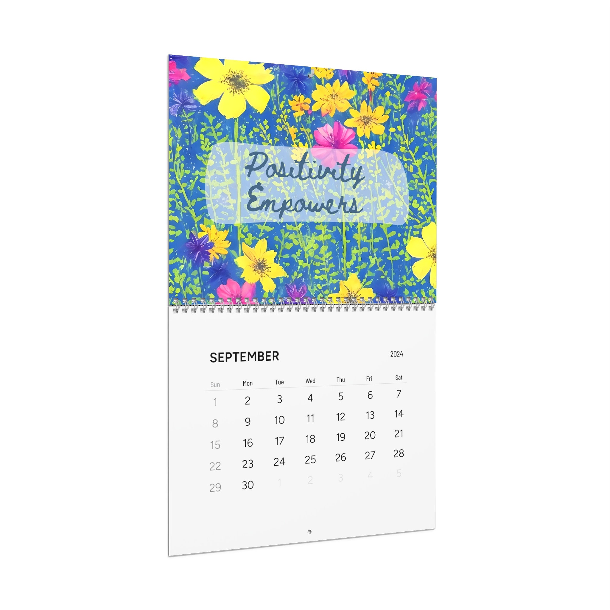 2024 Positive Affirmations Wall Calendar Floral Wall Etsy