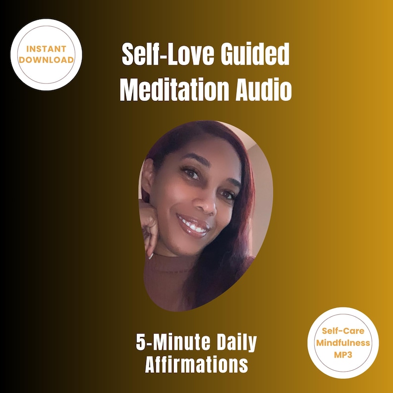 Self-Love Guided Meditation Audio, 5-Mindute Daily Affirmations, Self-Care Mindfulness MP3, Instant Download image 1