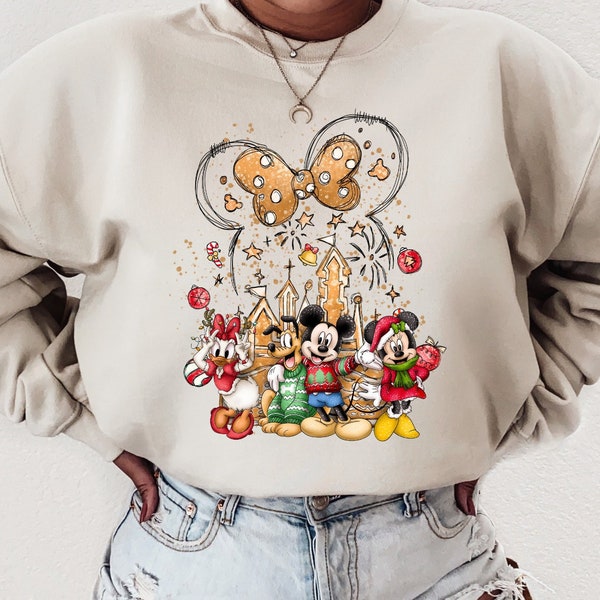 Vintage Disney Christmas Sweatshirt, Mickey And Friends Christmas Sweatshirt, Mickey Christmas Shirt, Christmas Family Shirt, Disney Castle