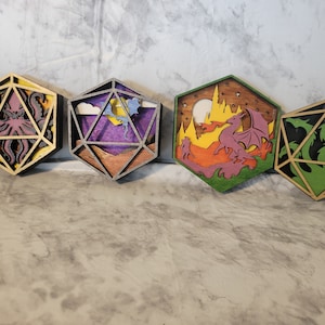 Dungeons and Dragons 3D layered D20 plaque