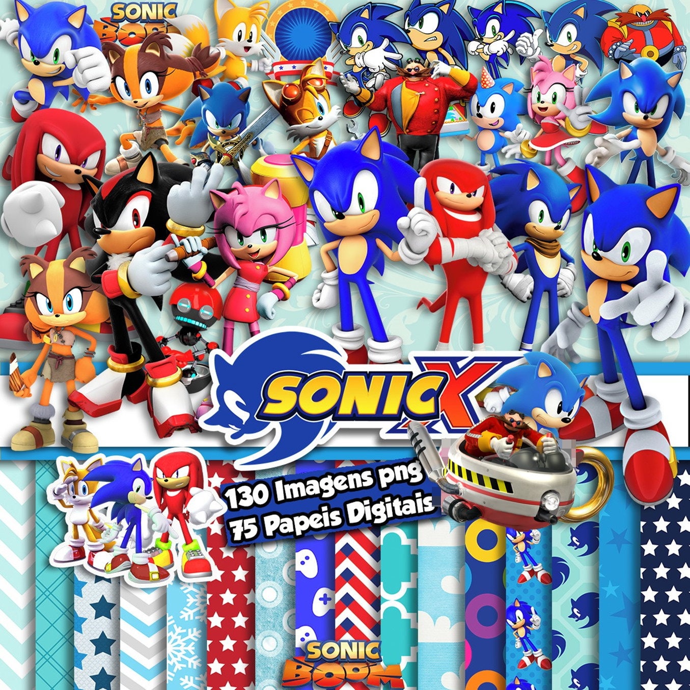 Kit Digital Sonic 2 Imagens Png e Papeis