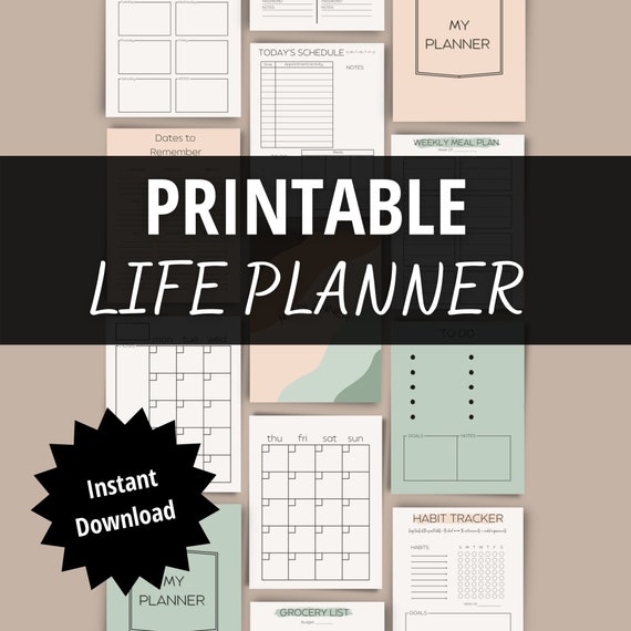 Printable Life Planner Undated Calendar Daily Weekly - Etsy