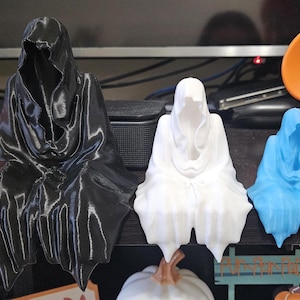 Sitting Reaper, Sitting Ghoul, Sitting Ghost / Reaper Art / Grim Reaper Sculpture - Ghost on the Shelf - Halloween Decor - Gothic Decor