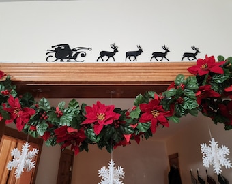 Slitta di Babbo Natale, silhouette di renne