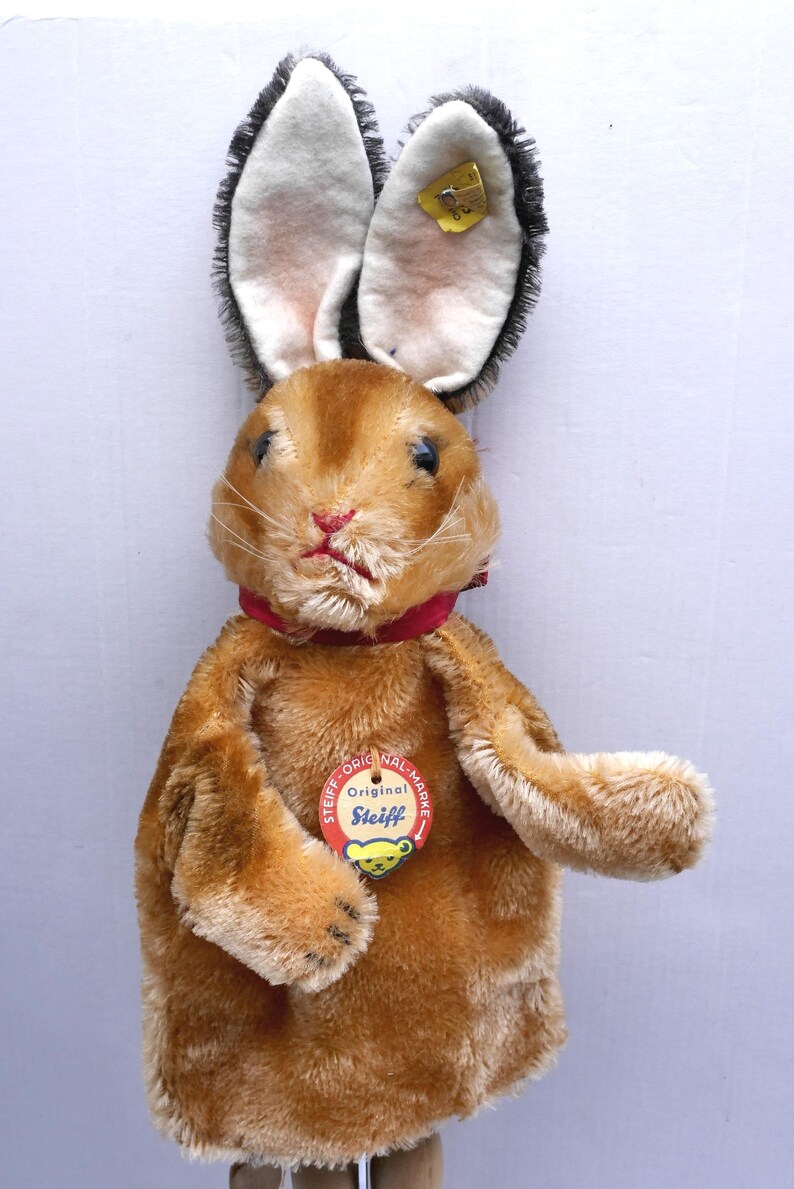 Steiff Brown Rabbit Steiff Hand Puppet Rabbit, 6600/17, K/f/bear Head Shield, 1960s, 25 Cm ...