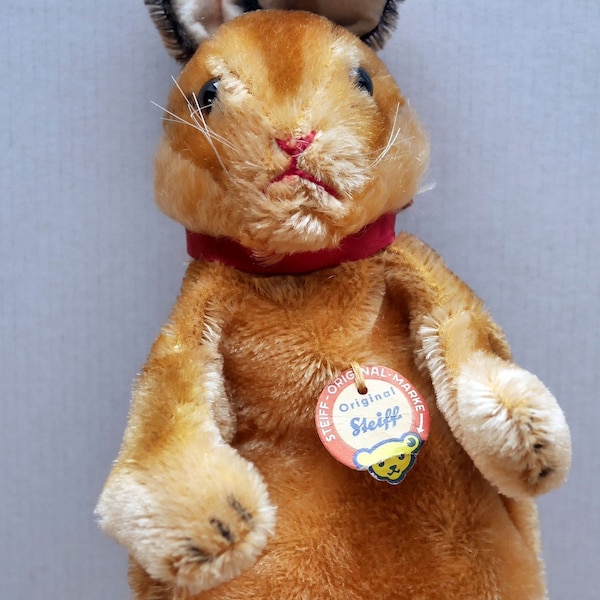 Vintage Steiff hand puppet rabbit 6600/17, K/F/bear head shield, 60s, 25 cm, top condition