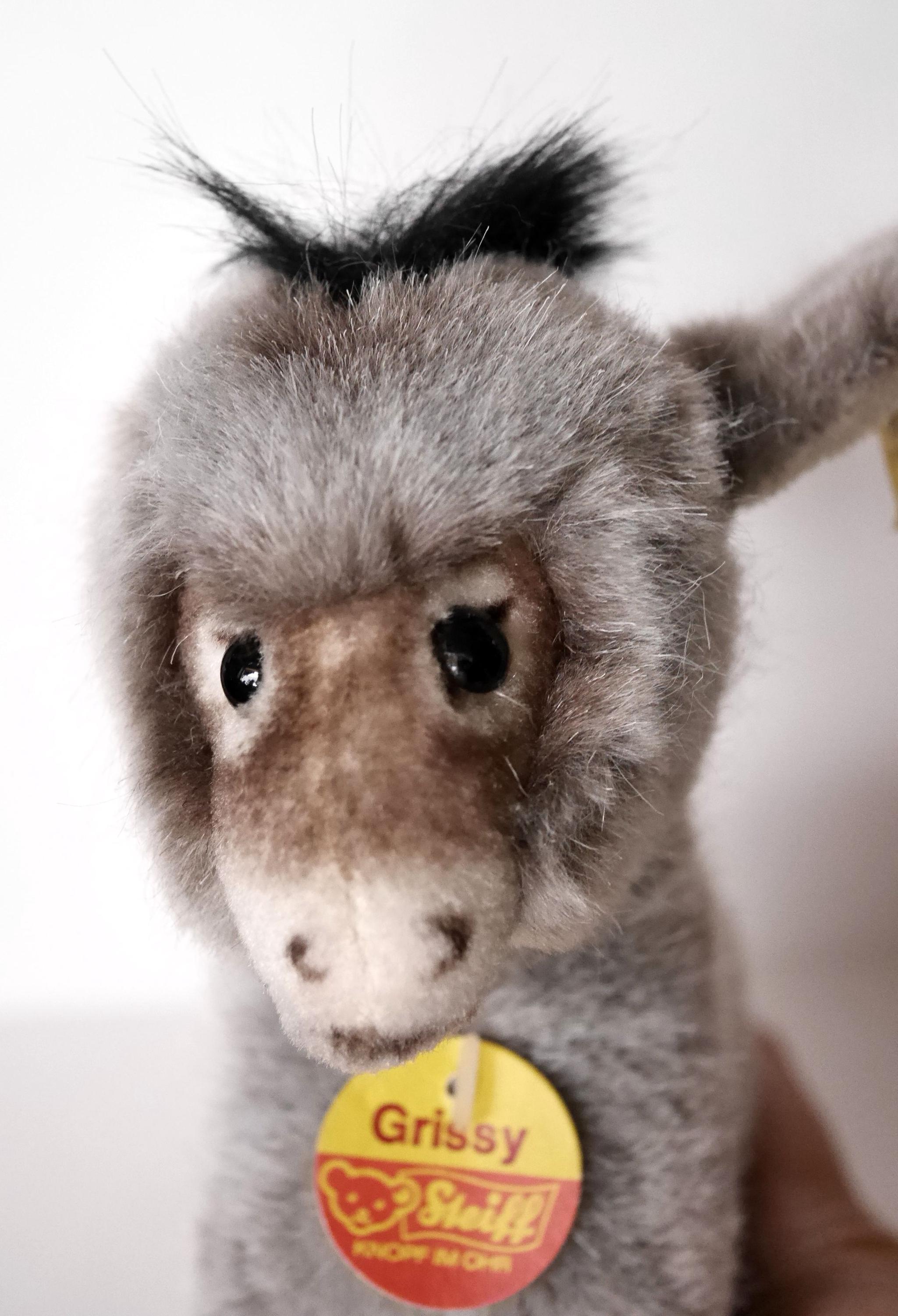 Vintage Steiff Donkey GRISSY, 3605/20, 20 Cm, With All IDS, K/F/S