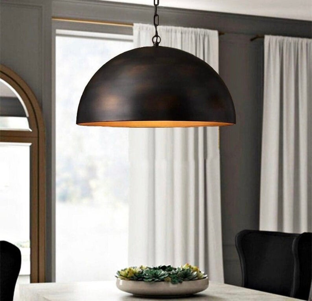 Black Hammered Brass Dome Light Fixtures Moroccan Ceiling Etsy