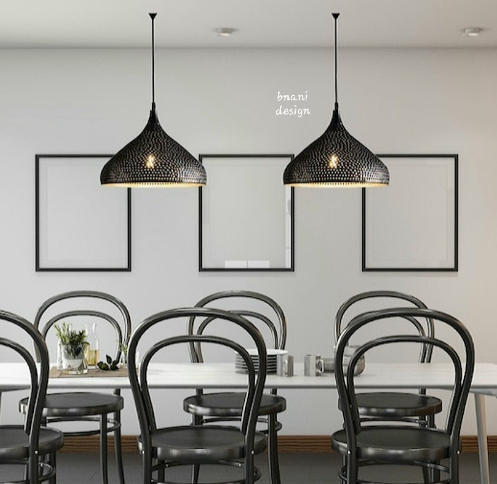 Set of 2 Brass Dome Pendant Light Hanging Lamp Lampshades Etsy