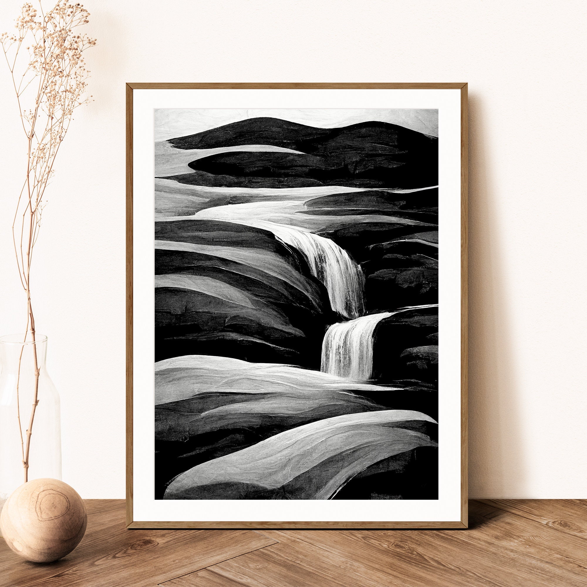 Abstract Wall Art, Black and White, Printable Art, Modern Painting, Minimalist Print, Contemporary, Digital download