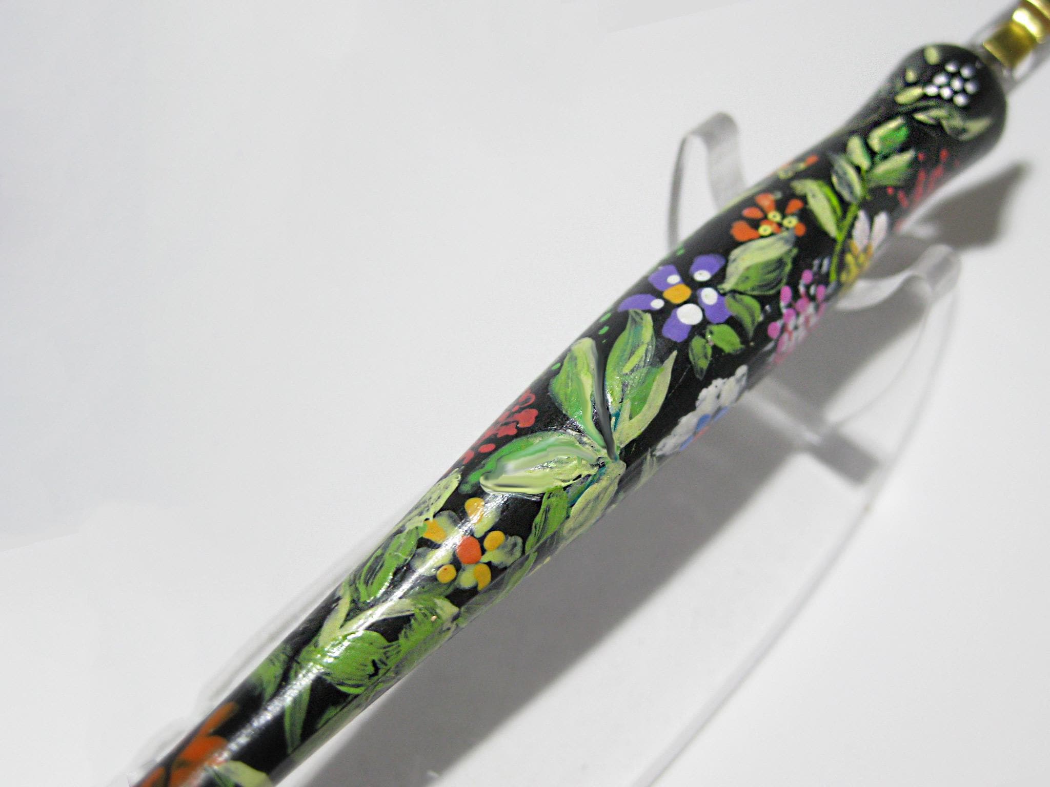 Floral Hand-Painted Dip Pen Holder with Nib