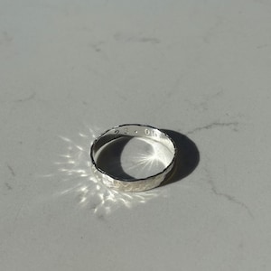 Hammered Recycled Silver Band: 3mm Textured Thumb Ring