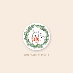Lot de 5 étiquettes rondes de Noël en alpaga || Sticker alpaga || Fait main